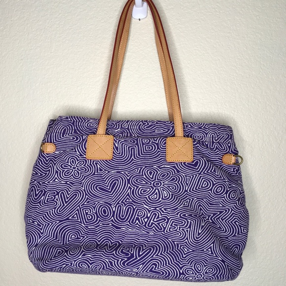 Dooney & Bourke Blue White Swirl Logo Tote Bag - Picture 2 of 10